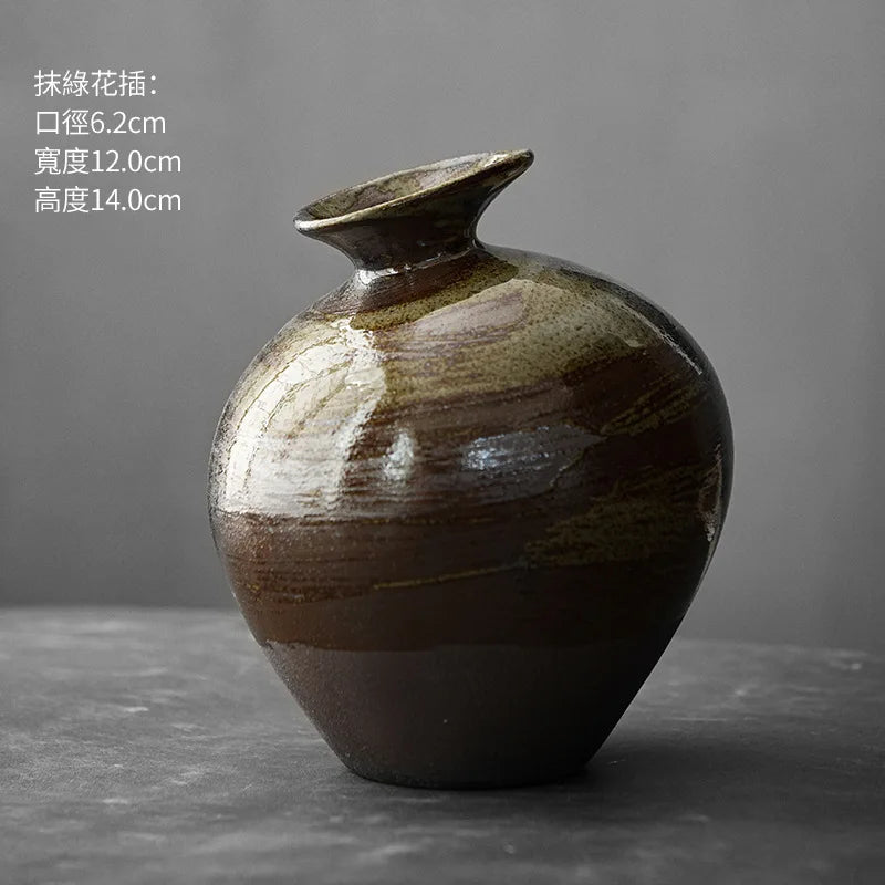 Black Terracotta Vase, Matte Ceramic Flower Vase, Modern Mantel and Console Decor