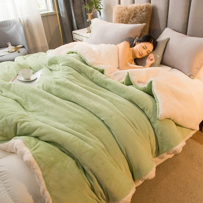 Wool Throw Blanket, Woven Bed Throw, Warm Natural Layer for Sofa and Bedroom