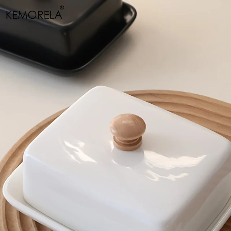 Ceramic Butter Dish with Lid, Covered Butter Keeper, Lidded Server for the Table