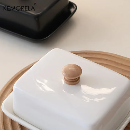 Ceramic Butter Dish with Lid, Covered Butter Keeper, Lidded Server for the Table