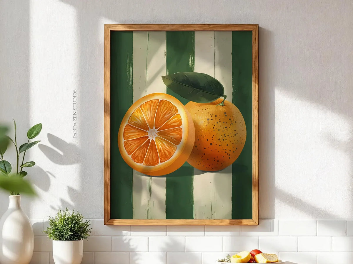 Orange Fruit Wall Art Print, Kitchen Poster, Citrus Botanical Decor for the Dining Room