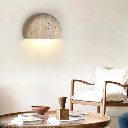 Wabi-Sabi Stone Wall Lamp, Textured Wall Sconce, Warm Light for Hallway and Landing