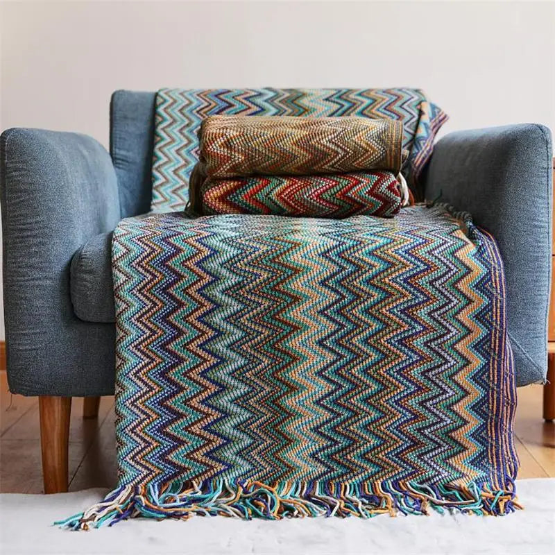 Hand Knitted Throw Blanket, Chunky Knit Throw, Cozy Layer for Sofa and Armchair