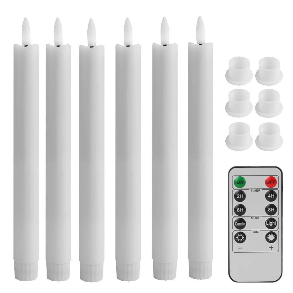LED Flameless Taper Candles, Battery Operated Candlesticks, Flickering Dinner Candles
