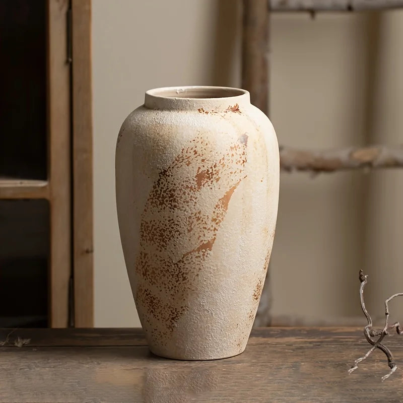 Retro Ceramic Flowerpot, Spotted Plant Pot, Classic Glazed Pot for Indoor Plants