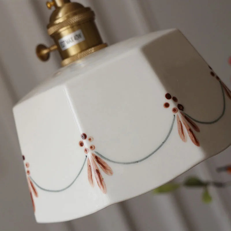 Ceramic Pendant Chandelier, Retro Ceiling Light Fixture, Japanese Style Dining Room Lamp