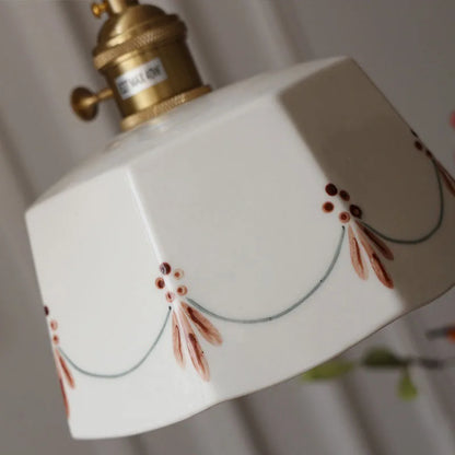 Ceramic Pendant Chandelier, Retro Ceiling Light Fixture, Japanese Style Dining Room Lamp