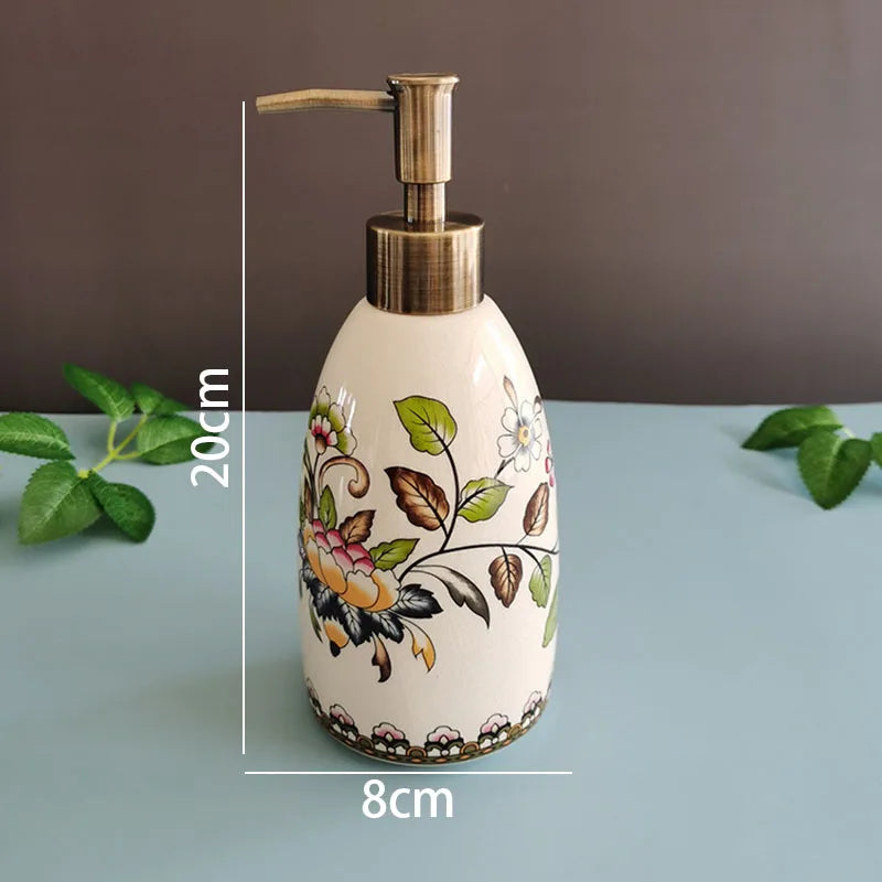 Ceramic Soap Dispenser Bottle, Hand Soap Pump, Vanity Accent for Bathroom and Kitchen
