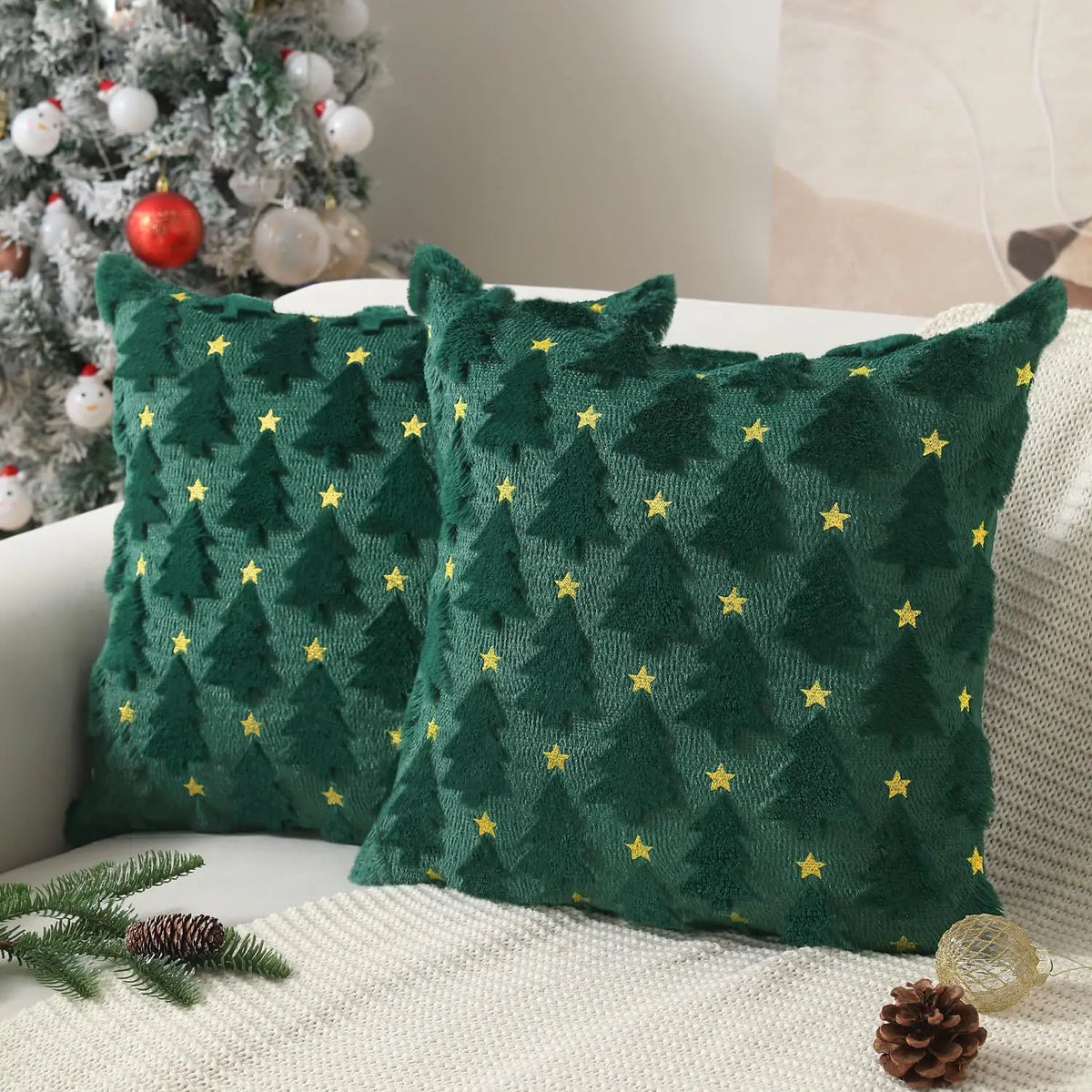 Christmas Knitted Cushion Cover, Festive Throw Pillow Case, Holiday Sofa Accent