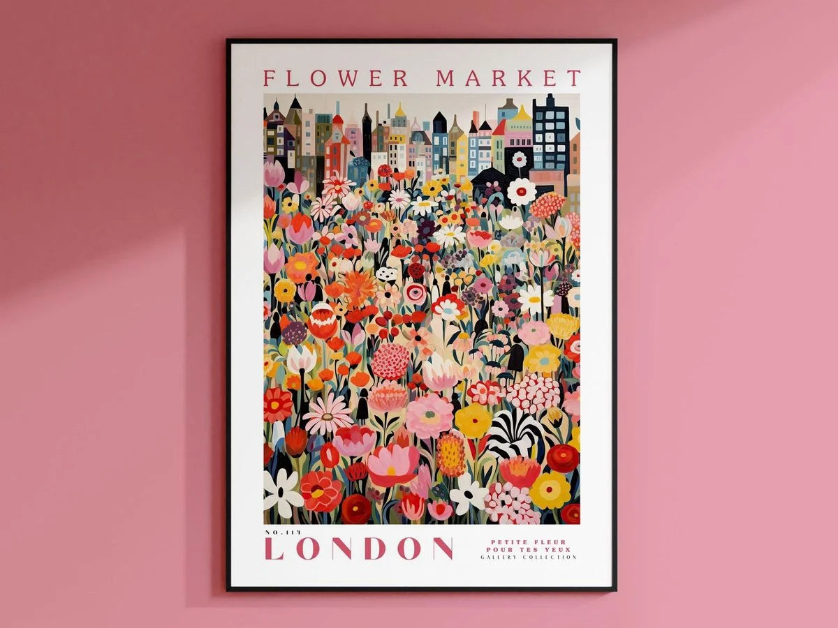 Amsterdam Flower Market Print, Floral Wall Art Poster, Botanical Decor for Living Room