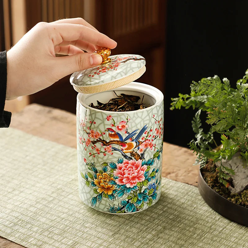 European Ceramic Storage Jar, Kitchen Canister with Lid, Pantry Storage Container