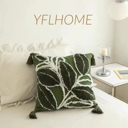 Bohemian Embroidered Cushion Cover, Boho Pillow Cover, Textured Accent for Sofa and Bed