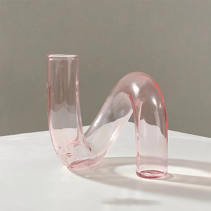 Sculptural Glass Vase, Irregular Bud Vase, Handblown Accent for Console Styling