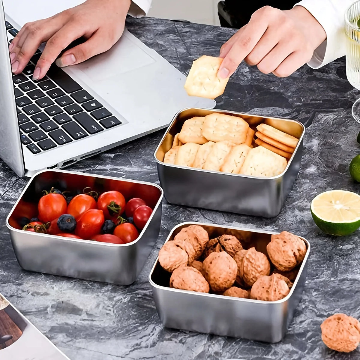 Stainless Steel Food Storage Containers, Lunch Box Set of 6, Leakproof Meal Prep Bowls