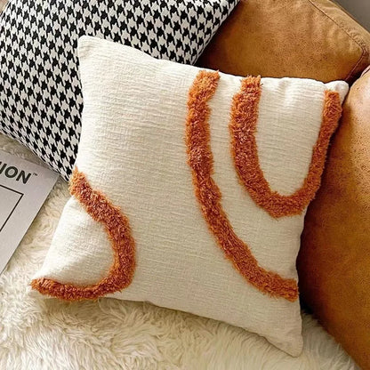 Bohemian Embroidered Cushion Cover, Boho Pillow Cover, Textured Accent for Sofa and Bed