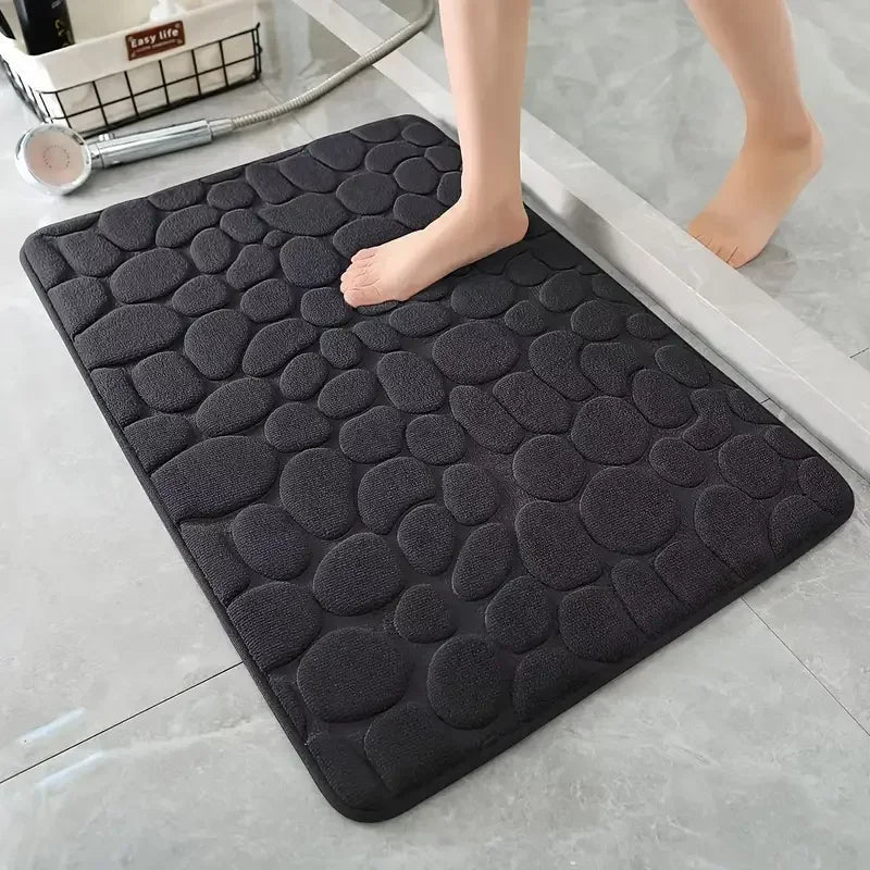 Cobblestone Non-Slip Bath Mat, Bathroom Rug, Quick Dry Shower Floor Mat