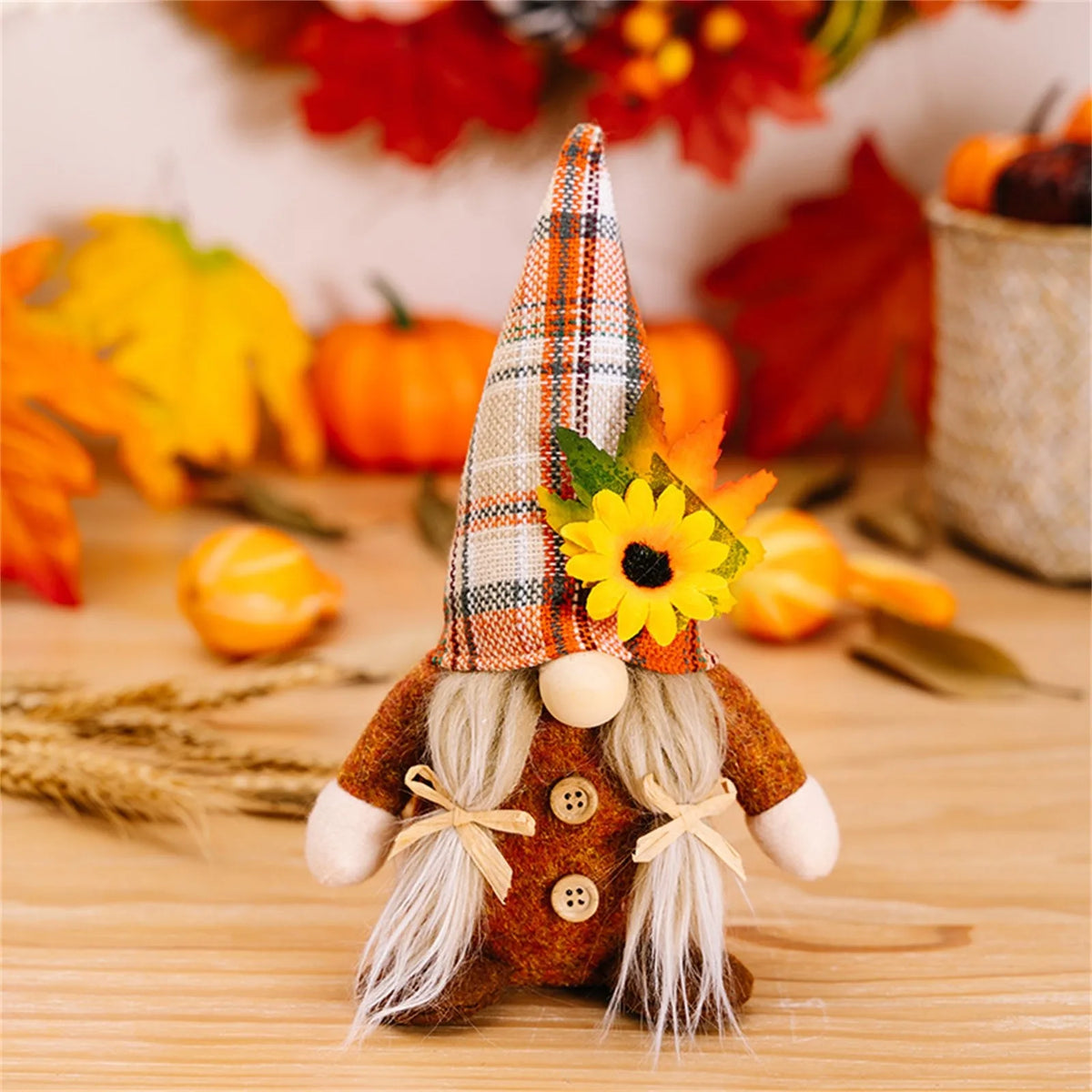 Autumn Gnome Ornament, Faceless Plush Gnome, Harvest Shelf and Mantel Decor