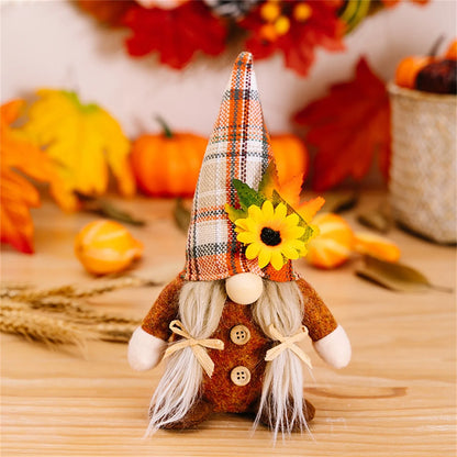 Autumn Gnome Ornament, Faceless Plush Gnome, Harvest Shelf and Mantel Decor