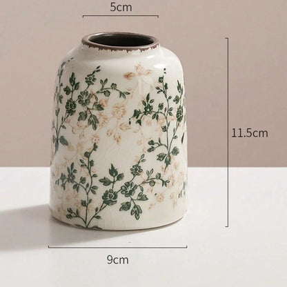 Crackle Glaze Ceramic Vase, Handmade Bohemian Flower Vase, Textured Table Decor
