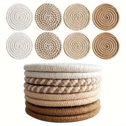 Cotton Drink Coasters, Cup Mat Set of 4, Absorbent Coasters for the Coffee Table