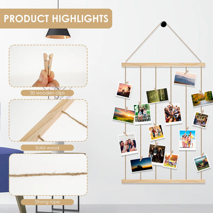 Hanging Photo Display Holder, Picture Display Rack, Wall Decor for Photos and Prints