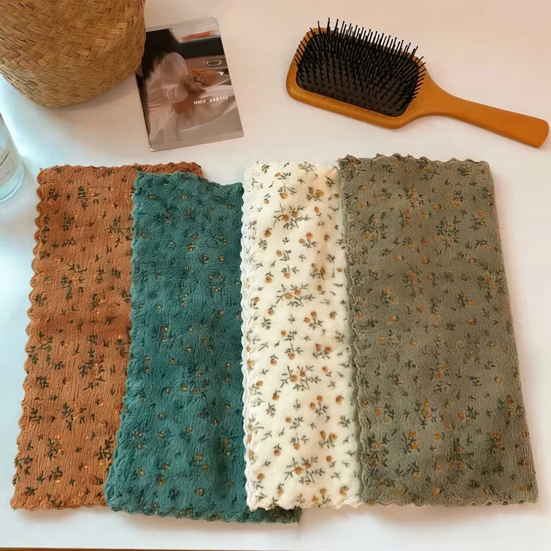 Floral Dishwashing Cloth Set, Reusable Dish Cloths, Absorbent Kitchen Cleaning Towels