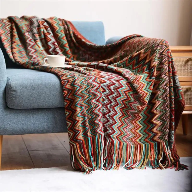 Hand Knitted Throw Blanket, Chunky Knit Throw, Cozy Layer for Sofa and Armchair