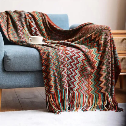 Hand Knitted Throw Blanket, Chunky Knit Throw, Cozy Layer for Sofa and Armchair
