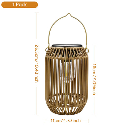 Solar Hanging Lantern, Woven Outdoor Patio Light, Waterproof Boho Garden Lantern