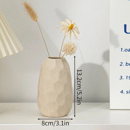 Retro Ceramic Flower Vase, Vintage Bud Vase, Glazed Decor for Open Shelves