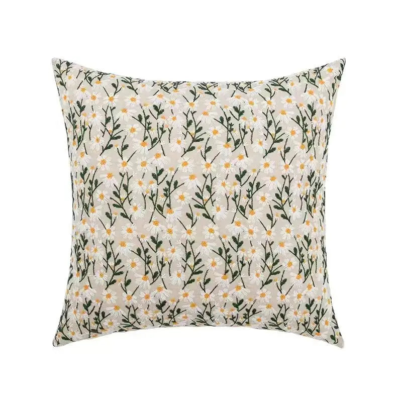Bohemian Embroidered Cushion Cover, Boho Pillow Cover, Textured Accent for Sofa and Bed