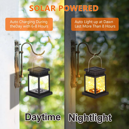 Solar LED Lantern, Outdoor Hanging Light, Rechargeable Lantern for Patio and Garden