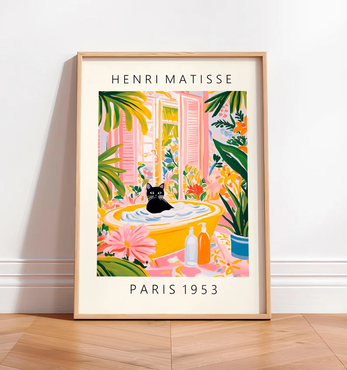 Black Cat Bathroom Wall Art Print, Funny Bathroom Poster, Powder Room Wall Decor