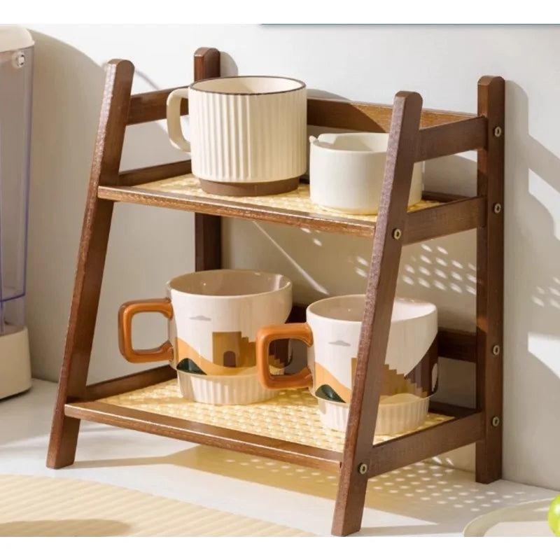 Bamboo Storage Rack, 2-Tier Shelf Organizer, Freestanding Kitchen and Bathroom Storage