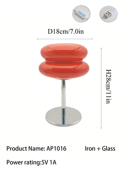 Macaron Glass Table Lamp, Dimmable Bedside Lamp, Eye Caring Light for Study and Bedroom