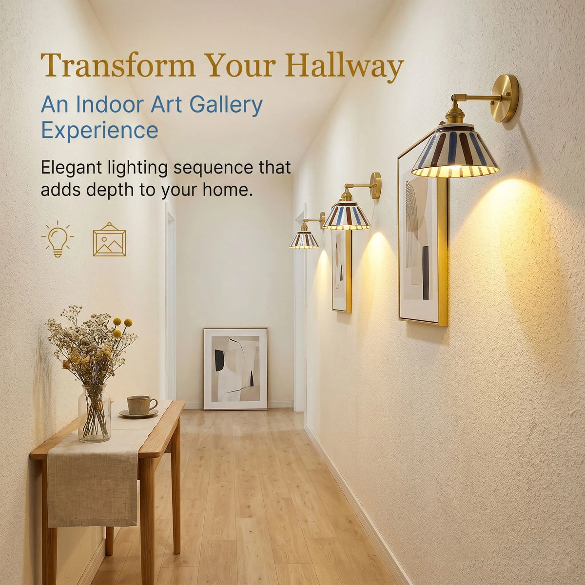 Ceramic Wall Lamp, Wall Sconce Light, Chinese Style Fixture for Hallway and Bedside