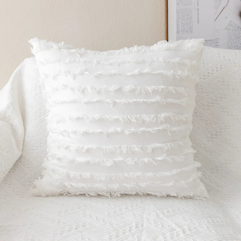Floral Embroidered Cushion Cover, Throw Pillow Cover, Textured Accent for Sofa and Bed