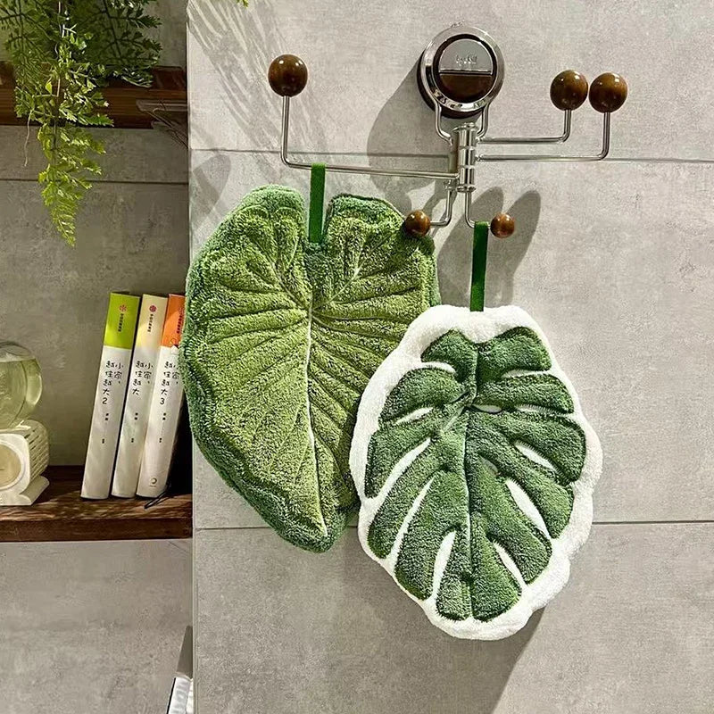 Leaf Hand Towel, Embroidered Guest Towel, Soft Cotton Towel for the Bathroom