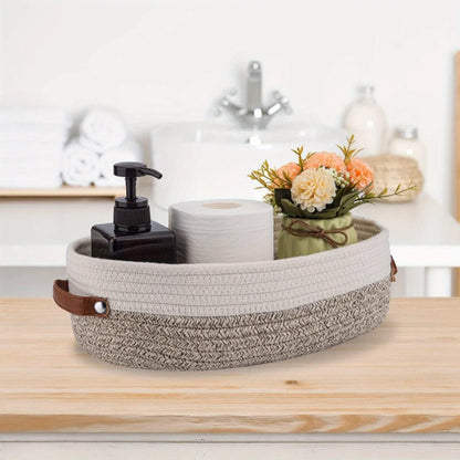Oval Woven Bathroom Basket, Storage Basket, Woven Organizer for Towels and Toiletries