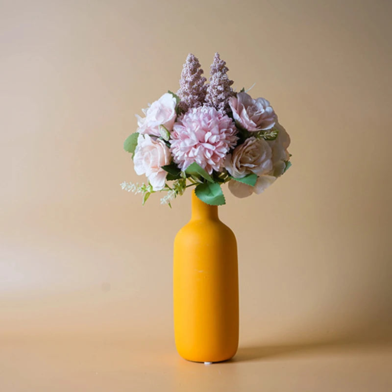Nordic Ceramic Vase, Matte Flower Vase, Minimalist Decor for Shelf and Mantel