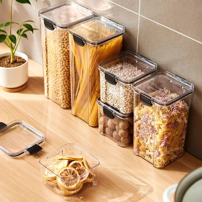 Sealed Kitchen Storage Jar Set, Airtight Canister Set, Stackable Pantry Containers