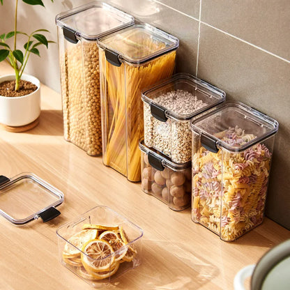 Sealed Kitchen Storage Jar Set, Airtight Canister Set, Stackable Pantry Containers