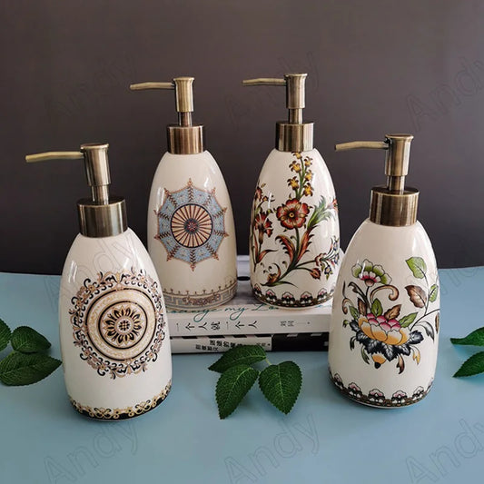 Ceramic Soap Dispenser Bottle, Hand Soap Pump, Vanity Accent for Bathroom and Kitchen