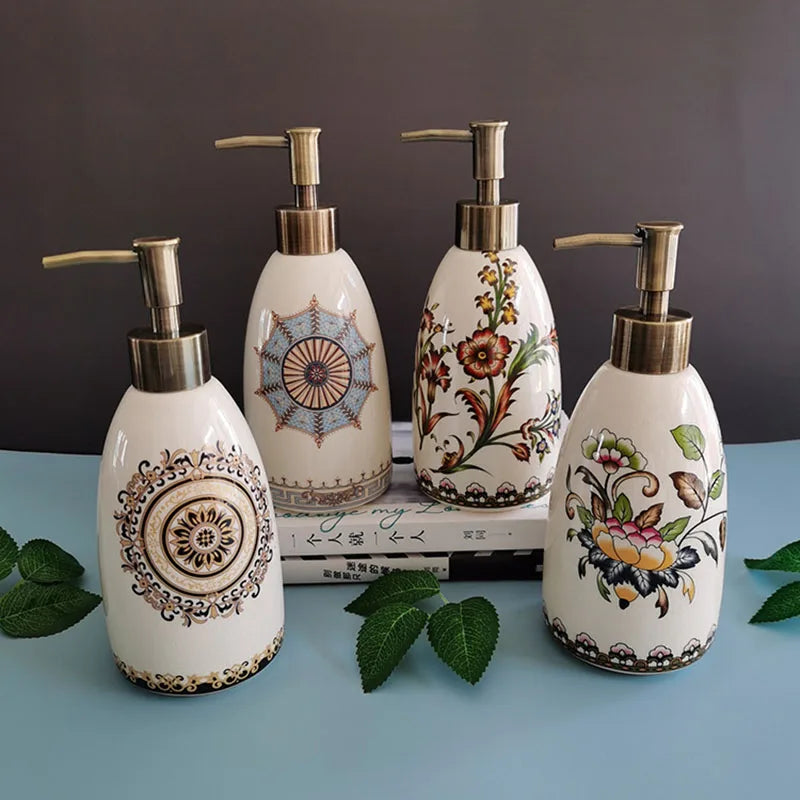 Ceramic Soap Dispenser Bottle, Hand Soap Pump, Vanity Accent for Bathroom and Kitchen