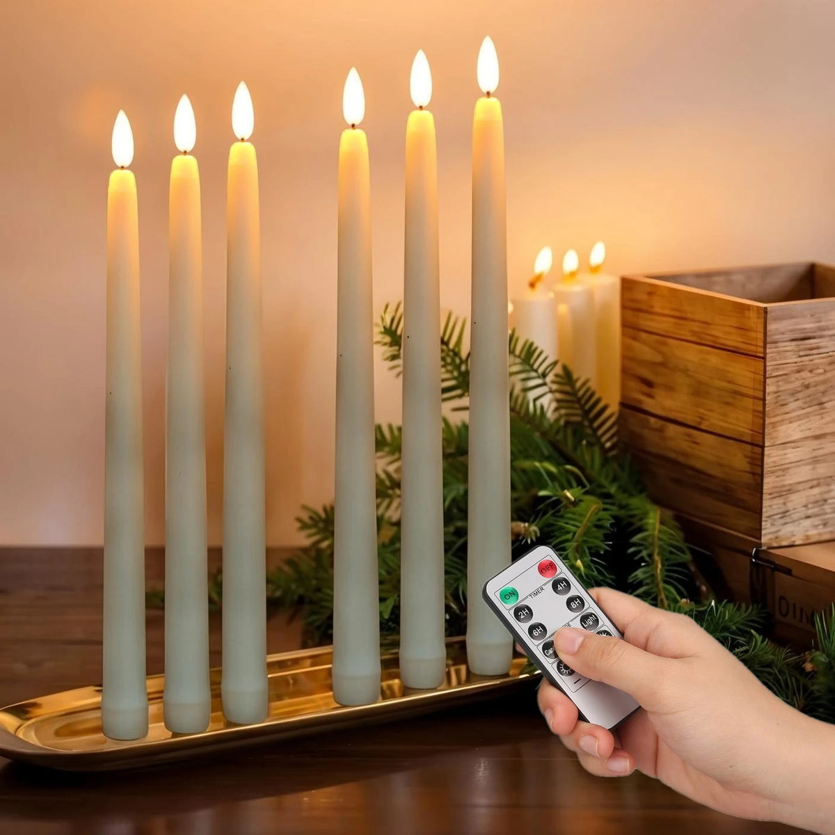 LED Flameless Taper Candles, Battery Operated Candlesticks, Flickering Dinner Candles