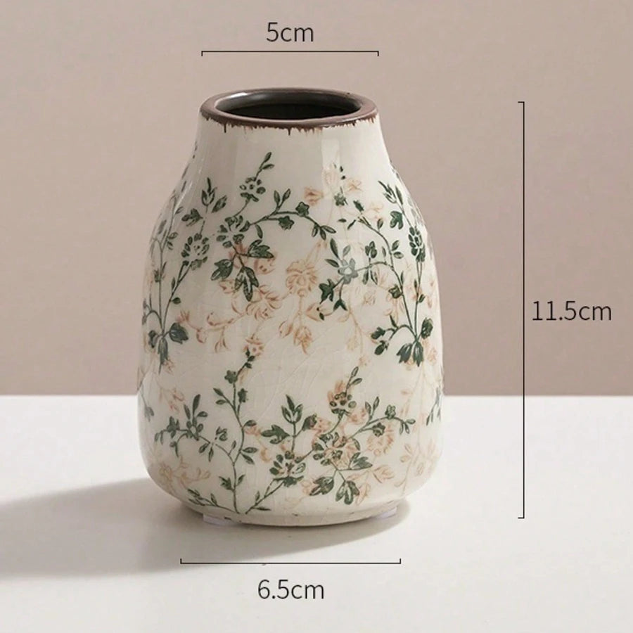 Crackle Glaze Ceramic Vase, Handmade Bohemian Flower Vase, Textured Table Decor