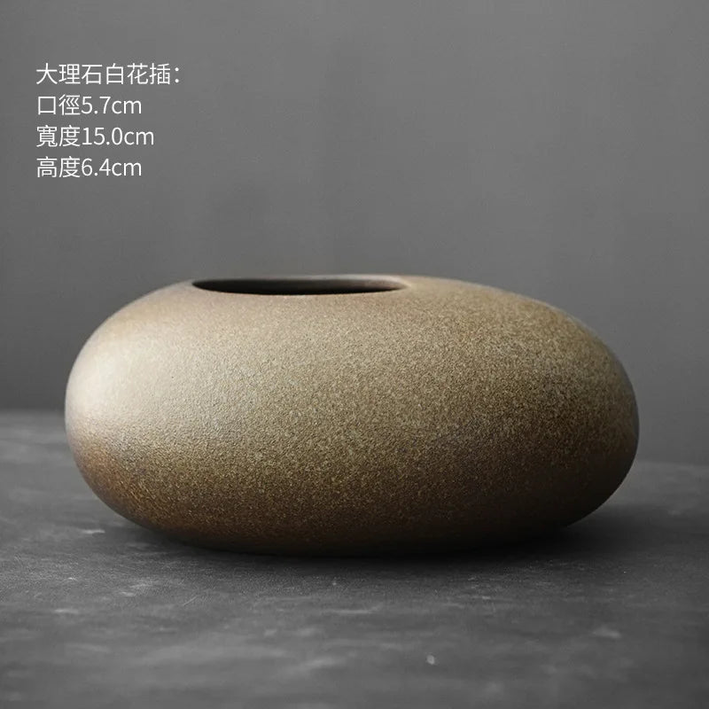 Black Terracotta Vase, Matte Ceramic Flower Vase, Modern Mantel and Console Decor
