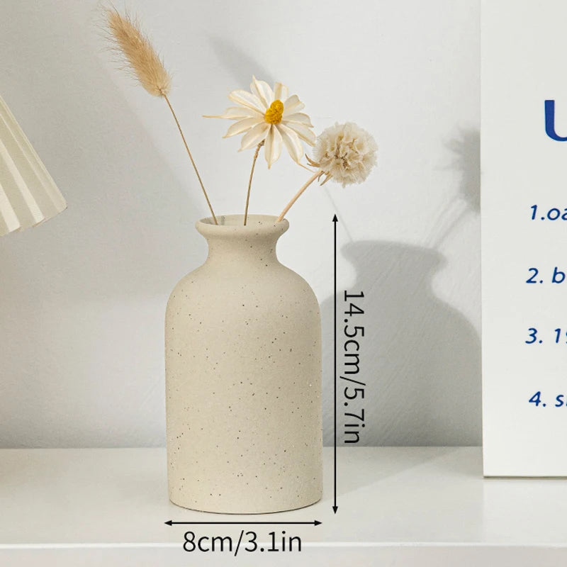 Retro Ceramic Flower Vase, Vintage Bud Vase, Glazed Decor for Open Shelves
