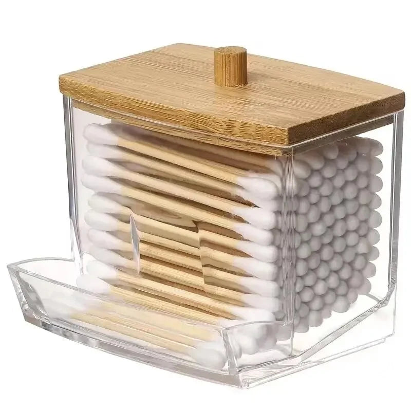 Cotton Swab Storage Box, Bathroom Canister, Countertop Organizer with Lid