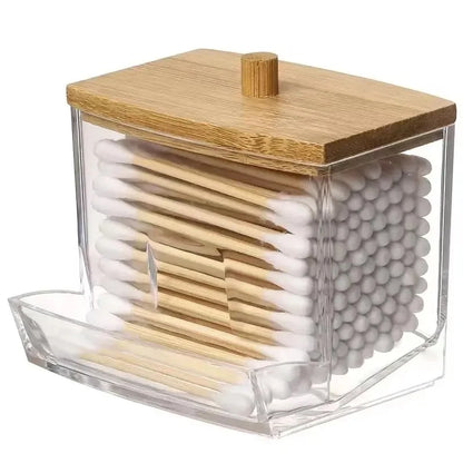 Cotton Swab Storage Box, Bathroom Canister, Countertop Organizer with Lid